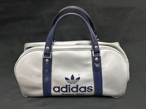 adidas アディダス Super Star スーパースター，80s エナメルスポーツバッグ シルバー/ネイビー　MADE IN JAPAN 日本製