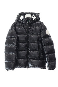 モンクレール MONCLER 19AW DUBOIS デュボア フード ロゴ プリント ダウン ジャケット ブルゾン E20914131505 68950 1 黒 ブラック ☆AA★