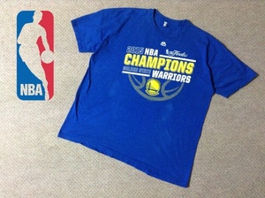 ★中古★マジェスティック 2015 NBA ゴールデンステイトウォリアーズ チャンピオン Tシャツ ブルー 優勝 NIKE カリー GSW MAJESTIC バスケ