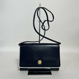 2401-60-4｜美品｜CELINE セリーヌ ショルダーバッグ レザー バイカラー ブラック×ホワイト 馬車コイン金具