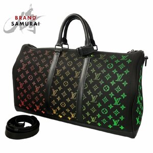 美品 LOUIS VUITTON ルイヴィトン モノグラムライトアップ キーポル バンドリエール50 ブラック 黒 M44770 ボストンバッグ 403179