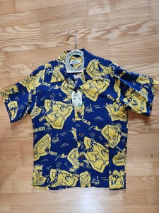 送料込★東洋　SUN SURF サンサーフ SS39012 半袖アロハシャツ　SHOWING HAWAIIAN ISLAND 　ハワイアン　ネイビー　M