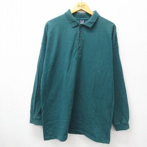 L/古着 ギャップ GAP 長袖 ブランド ポロ シャツ メンズ 90s コットン 緑 グリーン 24oct07 中古 トップス