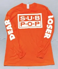 SUB POP ロンT 蛍光オレンジ　ギルダン　袖プリ