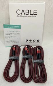 B4J316◆新古品◆ UYOUNG CABLE Confident Anti-break Cable USB Sync and Charging Cable レッド色 3M 3本セット 急速充電 充電ケーブル