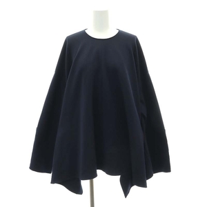 エンフォルド ENFOLD CENTER DRAPE PULLOVER トップス カットソー チュニック丈 長袖 ワイド 38 紺 ネイビー /ES ■OS レディース