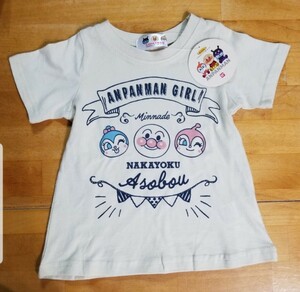 ★送料無料★新品・タグ付★アンパンマン★半袖AラインチュニックTシャツ★90★ドキンちゃん★コキンちゃん★綿★ベージュ★定形外郵便★