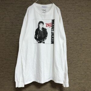 マイケルジャクソン　長袖Tシャツ　ロンT　シップス　　bad 白T　バンドa 古着　入手困難　激レア　希少 人気　michael jackson ホワイト