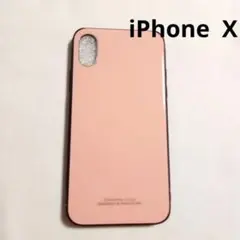 iPhone X ケース 強化ガラス Qi充電対応 ピンク