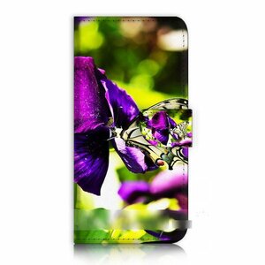iPhone 7 Plus 花柄 フラワー 蝶 チョウ スマホケース 充電ケーブル フィルム付