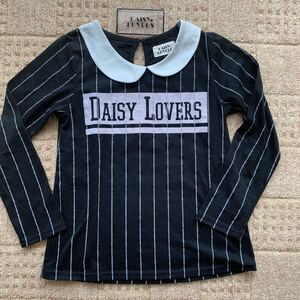 DAISY LOVERS 長袖Tシャツ 140cm 女児トップス　黒ストライプ　カットソー　白襟