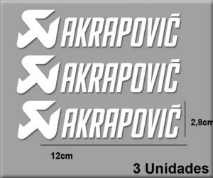 即納 アクラポビッチ AKRAPOVIC ホワイト 切り文字 カッティング 120mm x 28mm 3枚セット ステッカー 《送料無料》