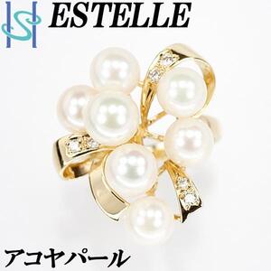 年末大感謝祭【最大40%OFF】エステール アコヤパール リング 6.2-6.8mm K18YG リボン ブランド ESTELLE 送料無料 美品 中古 SH97366