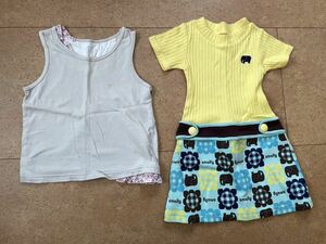 女の子2枚セットフェリシモスモーリィsmally半袖ワンピース90とBNTビーエヌティタンクトップ95保育園幼稚園