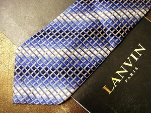 ★良品★3R05245【LANVIN】ランバン「格子 ストライプ 柄」ネクタイ