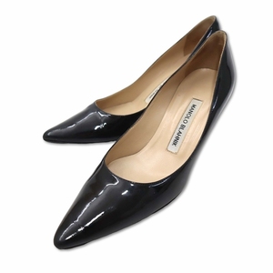 マノロブラニク MANOLO BLAHNIK VARENNA パテント ハイヒール パンプス ブラック 35 レディース