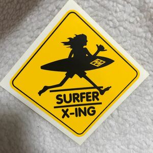 ★激レア 新品 ビッグ サイズ ステッカー シール ロゴ ハワイ SURF N SEA SURFER X-ING サーフィン ノースショワ 黒 黄色 サーフショップ