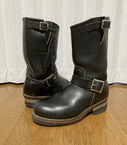 美品☆[REDWING] PT91 8270 ナイフポケット スチールトゥ レザーエンジニアブーツ 5.5D ブラック USA製 レッドウィング