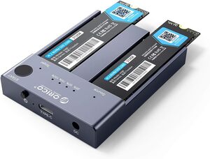 OY88 【クローン機能】ORICO USB-C NVME M.2 SSDケース 2ベイ コピー機能付 USB3.1 外付けケース（Nvmeのみ）に対応 USB 3.1 Gen2 10Gbps