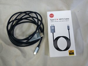 E13-20241226-007 HDTV CABLE 変換ケーブル 2M 接続ケーブル 4K 60Hz UHD TH001 映像出力 タイプC USB-C NO.A41-00161-A56-11 Macbook12