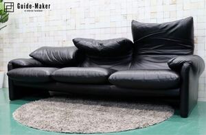 GMFK728○Cassina / カッシーナ 675 MARALUNGA マラルンガ 3人掛けソファ トリプルソファ 本革 ヴィコ・マジストレッティ 定価約215万