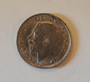 1500円 スタート イギリス 英国 1916年 3 pence 銀貨
