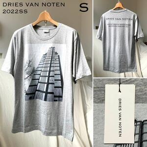 新品 2022SSドリスヴァンノッテン DRIES VAN NOTEN フォトプリント バックロゴ 半袖 Tシャツ S 定3.52万 メンズ 霜降りグレー 送料無料