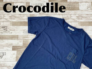 ☆送料無料☆ Crocodile blue label クロコダイル ブルーレーベル 未使用 タグ付き 半袖 胸ポケット付 Tシャツ メンズ M ネイビー トップス