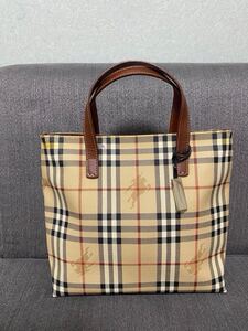 BURBERRY バーバリー ノバチェック PVC レザー ブラウン ベージュ トートバッグ ハンドバッグ カバン Bag レディース チェック 1円〜