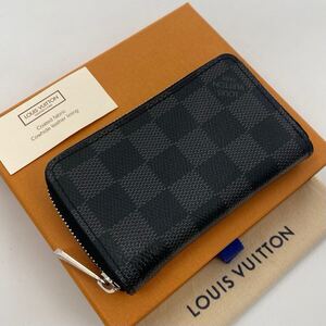 H1776【超極美品】※箱、布付き！ルイヴィトン LOUIS VUITTON ダミエ グラフィット ジッピーコインパース コインケース 小銭入れ レザー 