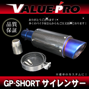 ブルーステン＋カーボン GPサイレンサー ショート 差込口50.8mm/ 50.8パイ汎用 ブロンコ TW200 TW225 TW250 マジェスティ NMAX SRX250