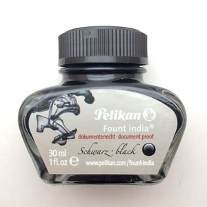 【稀少品】■Pelikan ペリカン Fount India 万年筆 対応 カーボン 耐光性 顔料インク 黒 30ml 製図用 証券用 絵 文書に 新品■領収書可