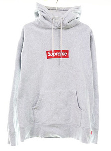 16AW BOX LOGO HOODED SWEATSHIRT HEATHER GREY Sサイズ ボックス ロゴ フーデッド スウェットシャツ パーカー ヘザー グレー☆AA★241009