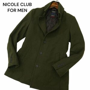 NICOLE CLUB FOR MEN ニコルクラブ フォーメン 秋冬 裏地 キルティング 中綿 ウール★ 比翼 シングル コート Sz.46　メンズ　C4T00062_1#N