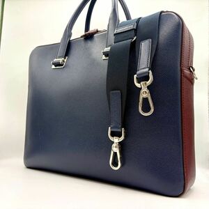 定価16万 ◎極美品/現行◎ ダンヒル dunhill ビジネスバッグ ブリーフケース ショルダーバッグ 2way レザー A4 ロゴ金具 メンズ ●希少色