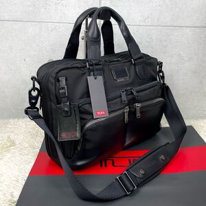 [極美品] TUMI トゥミ 2way Alpha Bravo Albany Slim Commuter Brief メンズ ビジネスバッグ 拡張可能 A4+PC収納可 牛革+バリスティック 黒