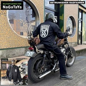 BETRUNKENER RADFAHRER ベェトォンナ ラドファ エンブレム コーチジャケット ブラック×オフホワイト Sサイズ レディース BIKER 