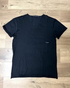 美品 DOLCE&GABBANA ポケット付き V ネック T シャツ ブラック サイズ44 (サイズ46〜サイズ50の方も着用可)