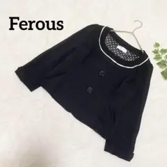 Ferous✳️ノーカラージャケット ペプラム風 羽織 リボン 大人かわいい M