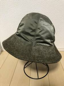 23aw KIJIMA TAKAYUKI キジマタカユキ NEEDLEPUNCH TULIP HAT (232817) ナイロンツイル×ブリティッシュヘリンボーン　ハット