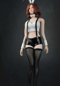 1/6スケール 女性フィギュア衣装セット　バニーガール　セクシーモデル　フルセット　網タイツ　ショートパンツ　コンパニオン