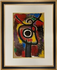 【特価】　≪　　 　ミロ　 　　≫　　オリジナル ポショワール【手彩色版画】 　PERSONNAGE ET OISEAUX 21-7-1963 　 1965年　 JOAN　MIRO