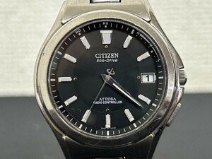 稼働品　A2　CITIZEN　シチズン　H110-T011331　ATTESA　アテッサ　デイト　電波ソーラー　メンズ腕時計　ブランド腕時計　現状品