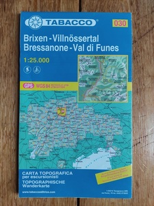 送料無料：ドロミテ　地図　TABACCO　 030 Bressanone-Val di Funes 