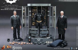 ☆新品 1/6 ホットトイズ トイサピエンス限定 バットマン アルフレッド・ペニーワース&バットスーツ格納庫 ブルース・ウェイン付ボーナス版