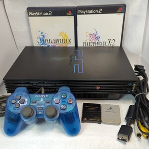 【動作品】FFXすぐ遊べるセット　PlayStation2本体　SCPH-39000　トレイがたつきあり　トランスルーセントカラーのコントローラ付き　24k69