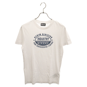 DIESEL ディーゼル スリムフィット DENIM DIVISION プリントクルーネック半袖Tシャツ ホワイト A10377