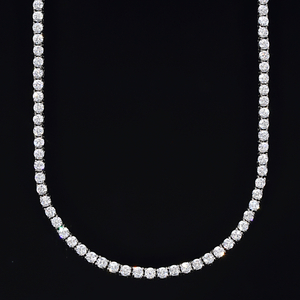 幅４mmx５０cm テニスネックレス テニスチェーン ホワイトゴールド TENNIS NECKLACE１５ct CZダイヤ（キュービック・ジルコニア）チェーン