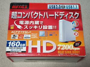 【値下げ】160GB BUFFALO 外付けハードディスクドライブ (HD-HU2）中古 (作動OK）