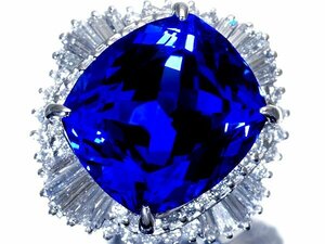 1円～【ジュエリー極】極上品！超大粒極上天然タンザナイト9.88ct＆極上ダイヤモンド0.92ct 超高級Pt900リング ソ付 k9015vri【送料無料】